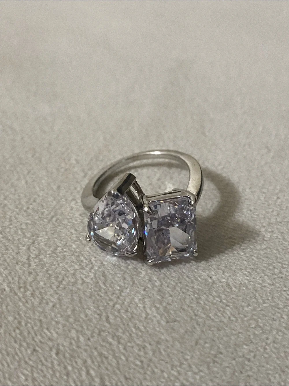 Sterling Silver Moi et Toi CZ ring